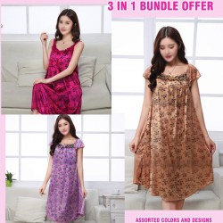 3 in 1 Bundle Offer, Women Nighty Gown Assorted Colors And Designs, G4